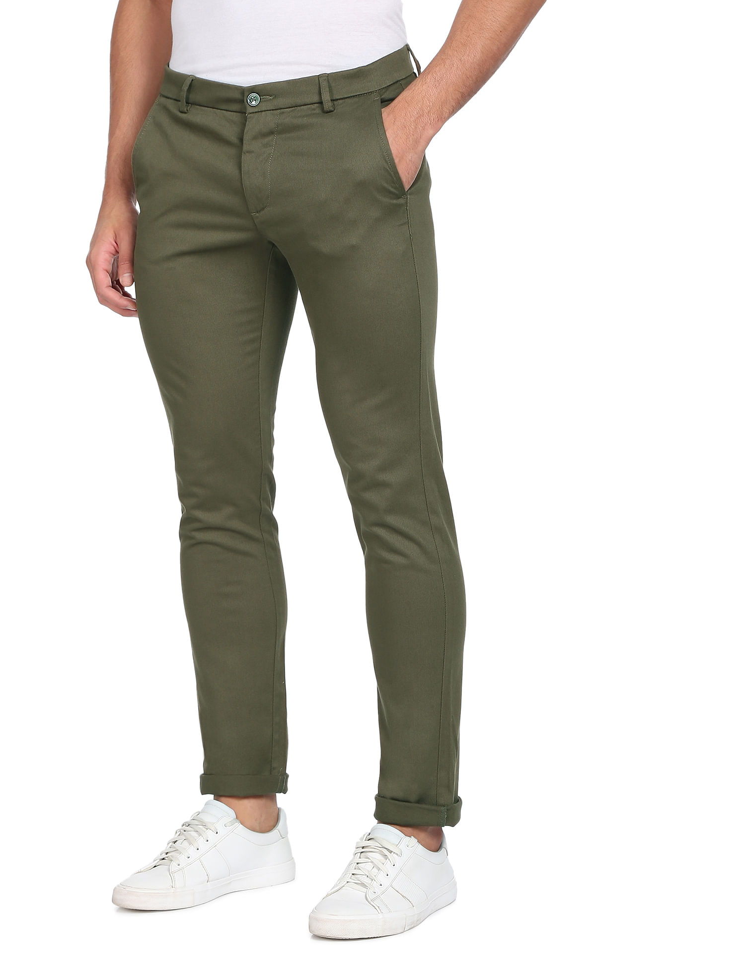 Buy online Grey Cotton Blend Flat Front Casual Trousers from Bottom Wear for  Men by Arrow Sport for ₹1539 at 45% off | 2024 Limeroad.com