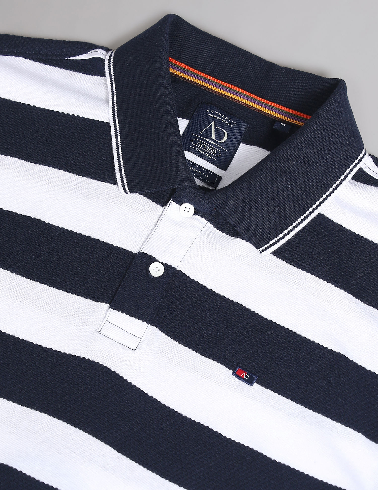 AD by Arvind Horizontal Stripe Moistex Finish Polo Shirt