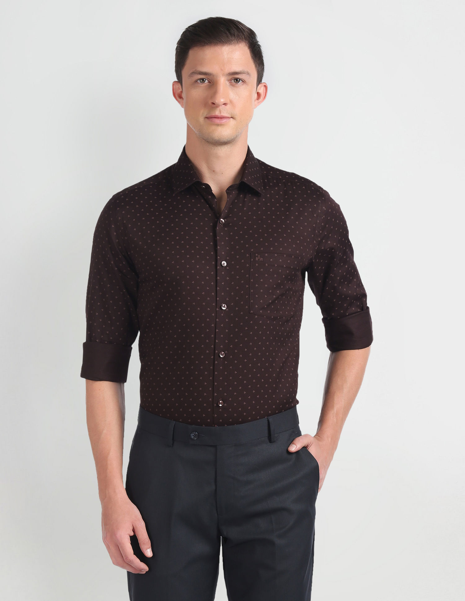 Arrow Floral Print Cotton Formal Shirt