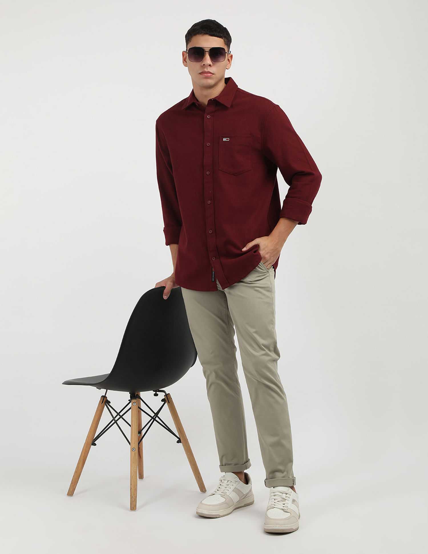 Tommy Hilfiger Solid Cotton Flannel Shirt