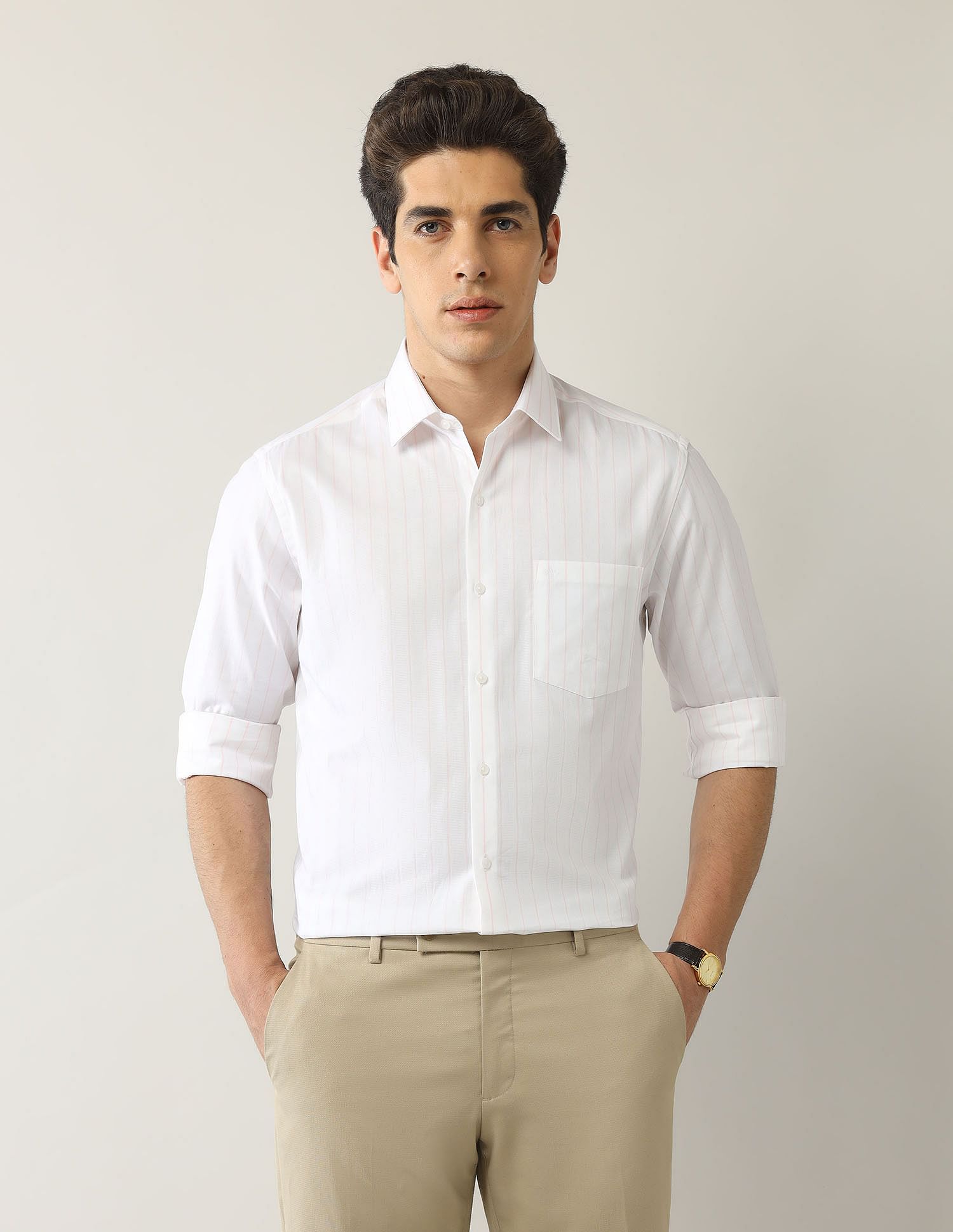 Arrow Vertical Striped Manhattan Slim Fit Shirt