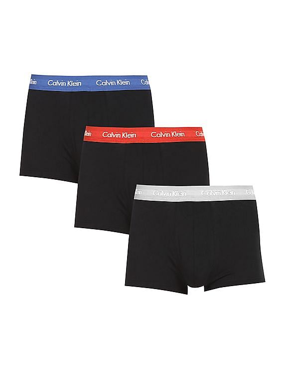 Relative size Gutter Peer Buy Calvin Klein Underwear Men Black Contrast Waistband Solid Trunks - Pack  Of 3 - NNNOW.com