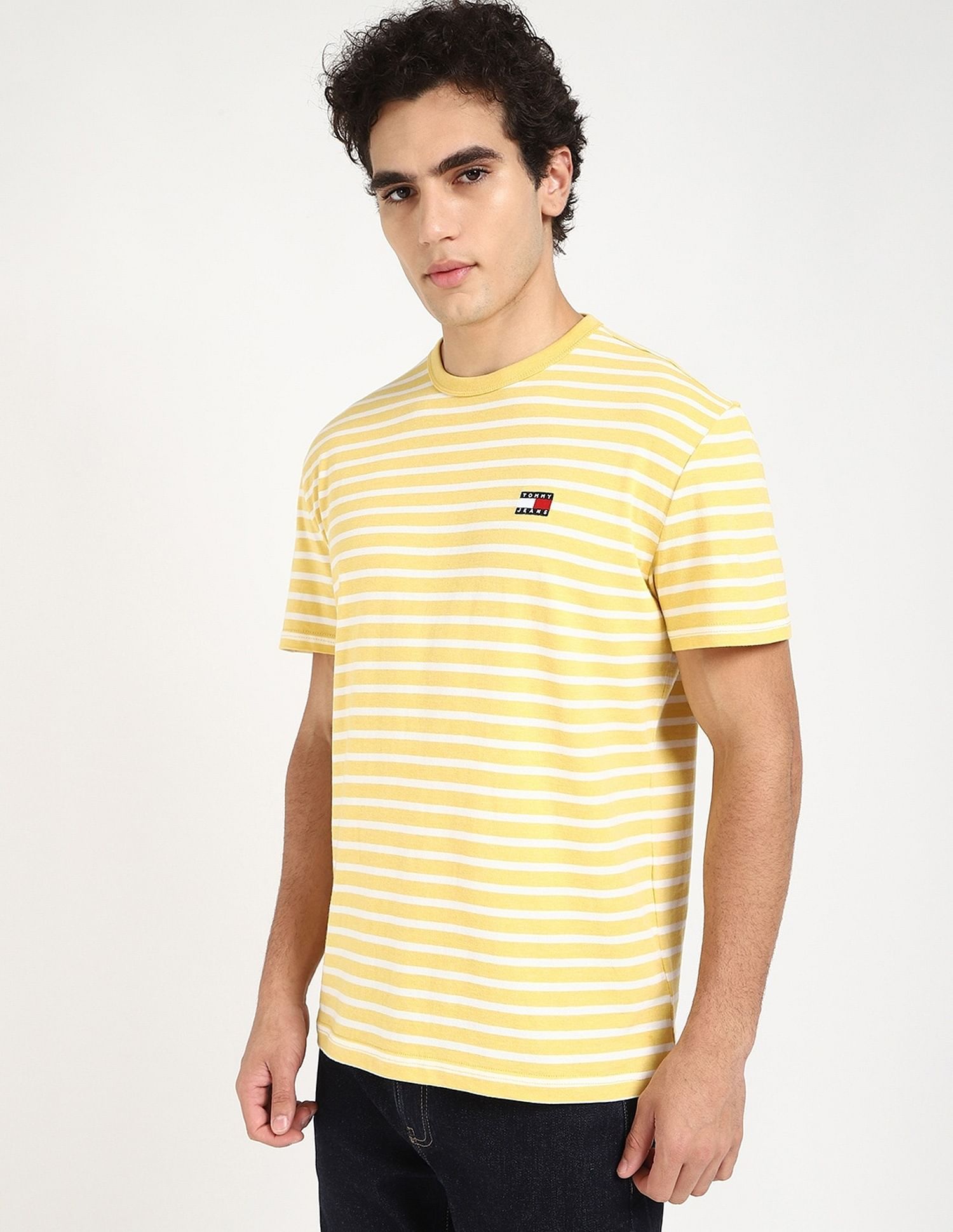 Tommy Hilfiger Logo Striped Regular-Fit Cotton T-Shirt