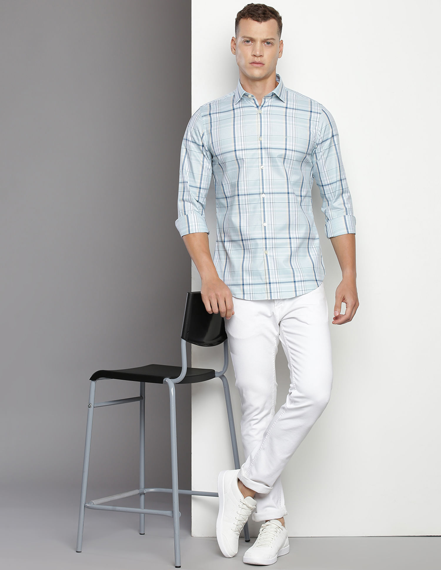 Calvin Klein Cotton Twill Plaid Shirt