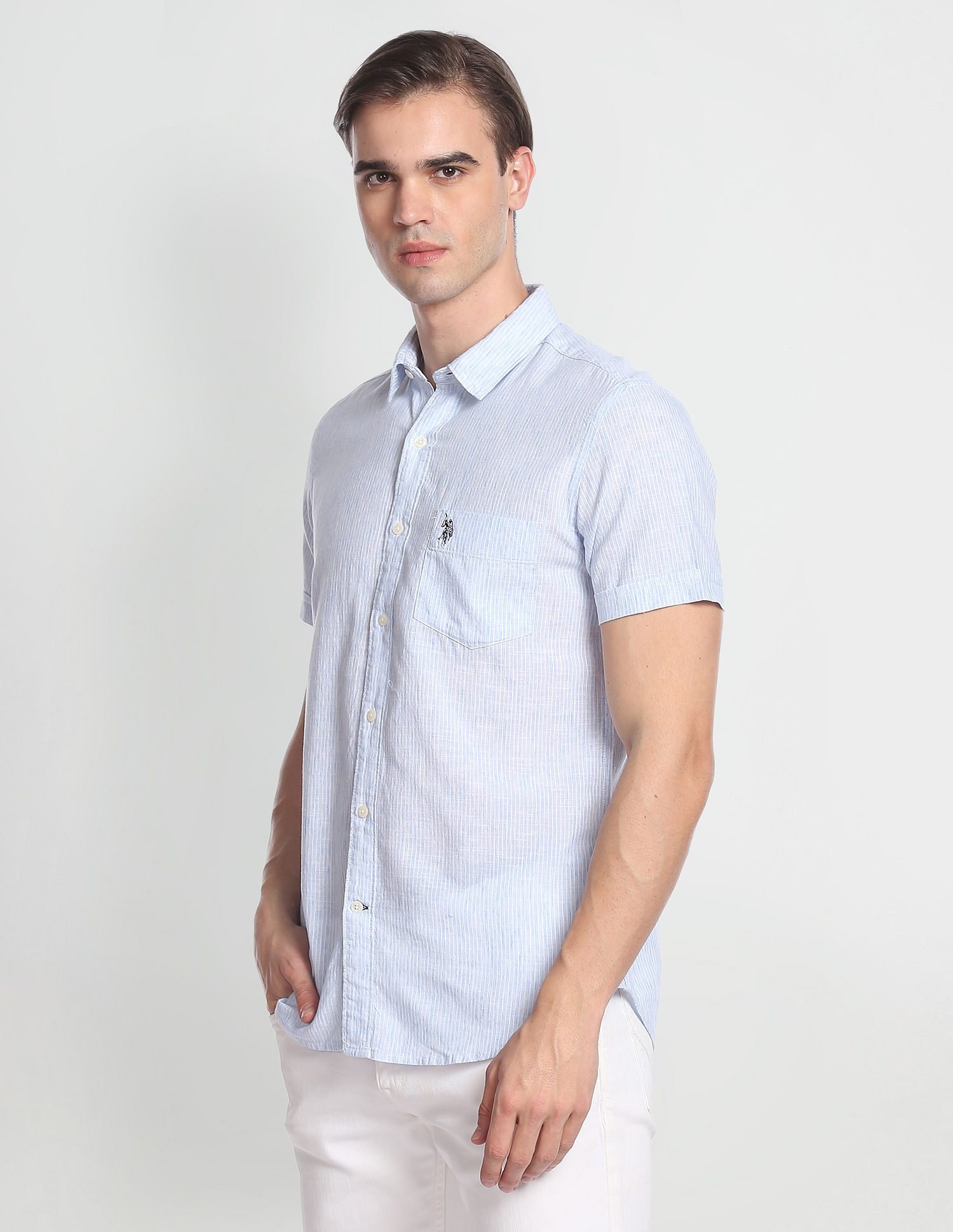U.S. Polo Assn. Denim Co. Trebled Stripe Short Sleeve Shirt