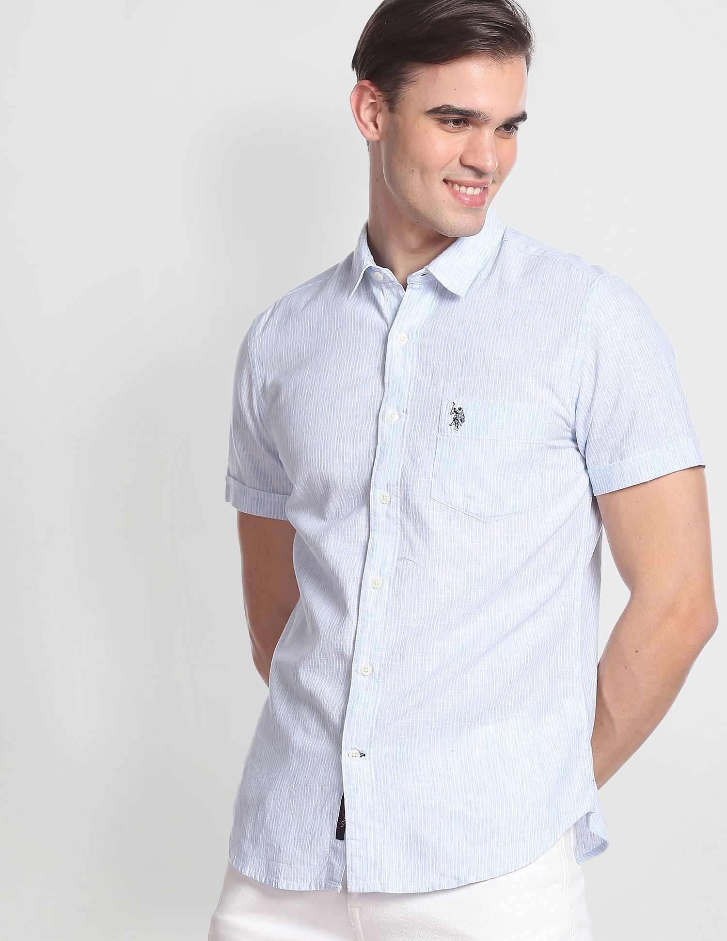 U.S. Polo Assn. Denim Co. Trebled Stripe Short Sleeve Shirt