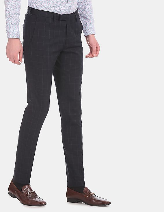 Buy Men Cream Textured Slim Fit Formal Trousers Online - 801494 | Peter  England
