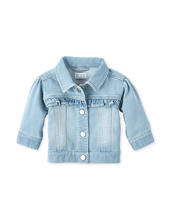 Baby Girls Long Sleeve Ruffle Denim Jacket | The Children's Place - BRAMBLE  WASH