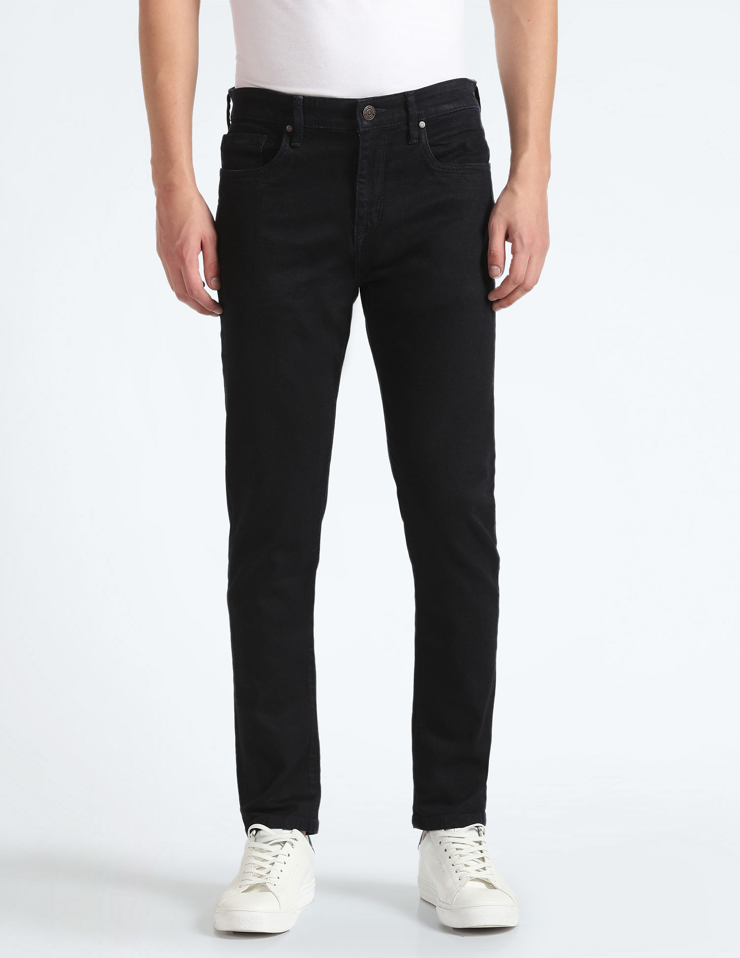 Flying Machine Mid Rise Slash Slim Tapered Fit Jeans
