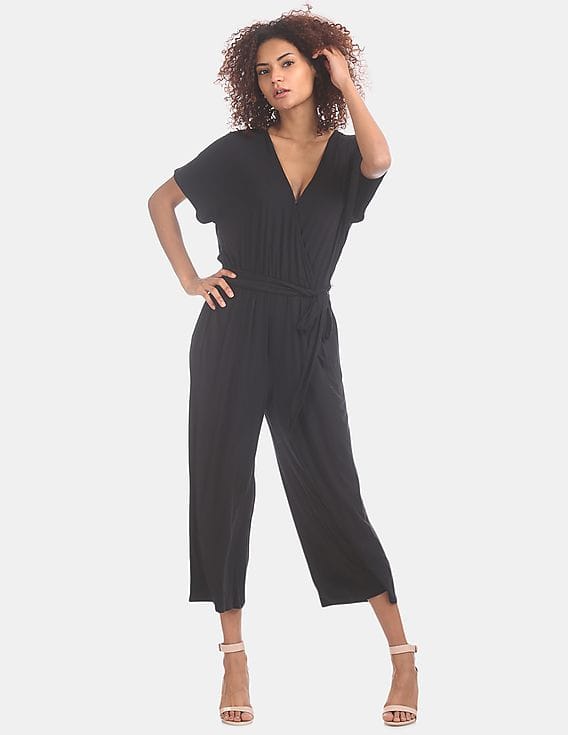 Buy GAP Black Solid Wrap Jumpsuit