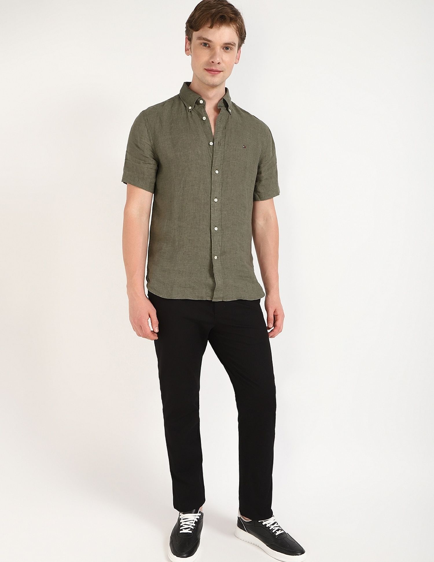 Tommy Hilfiger Solid Regular-Fit Linen Shirt