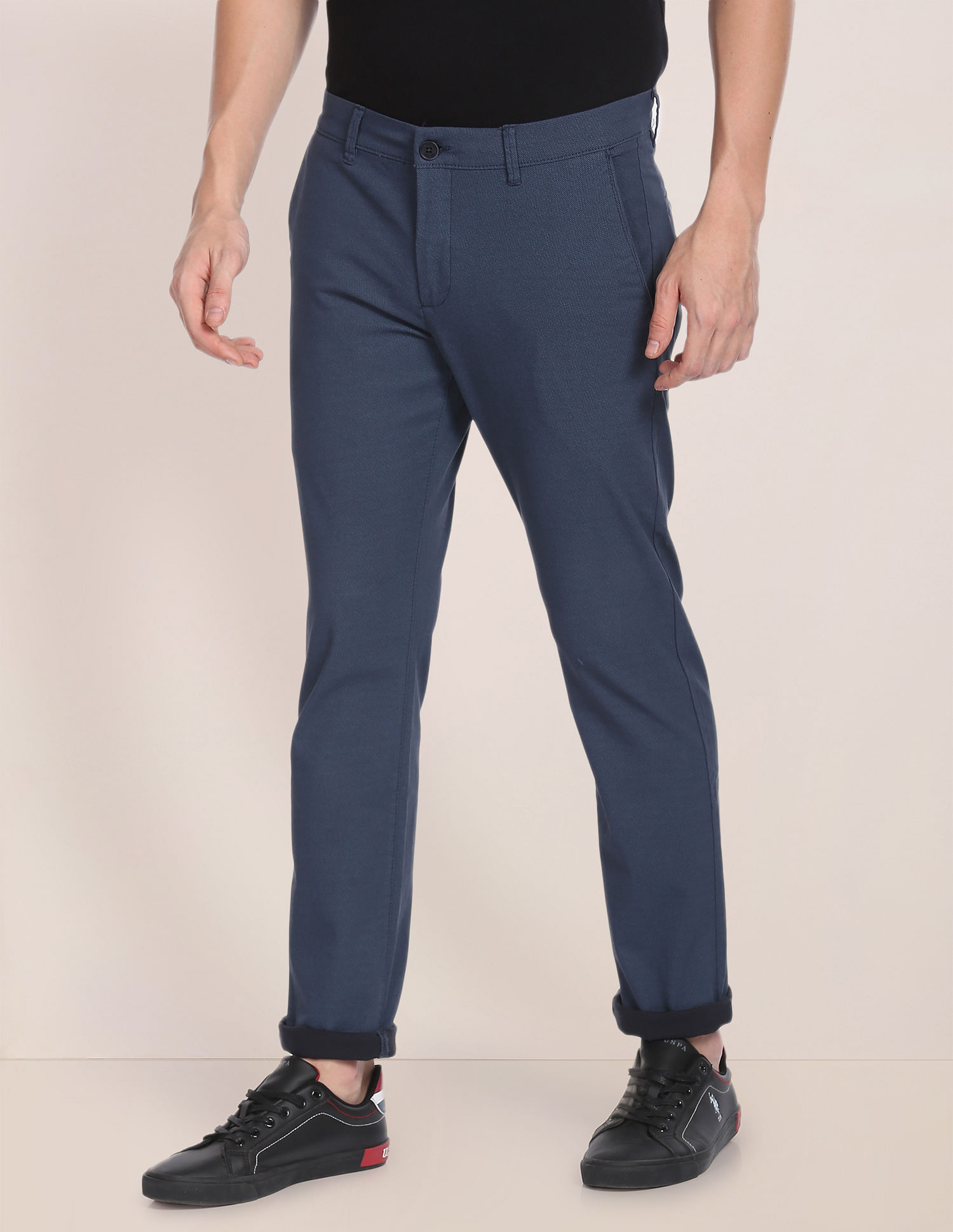 U.S. Polo Assn. Austin Trim Fit Textured Casual Trousers