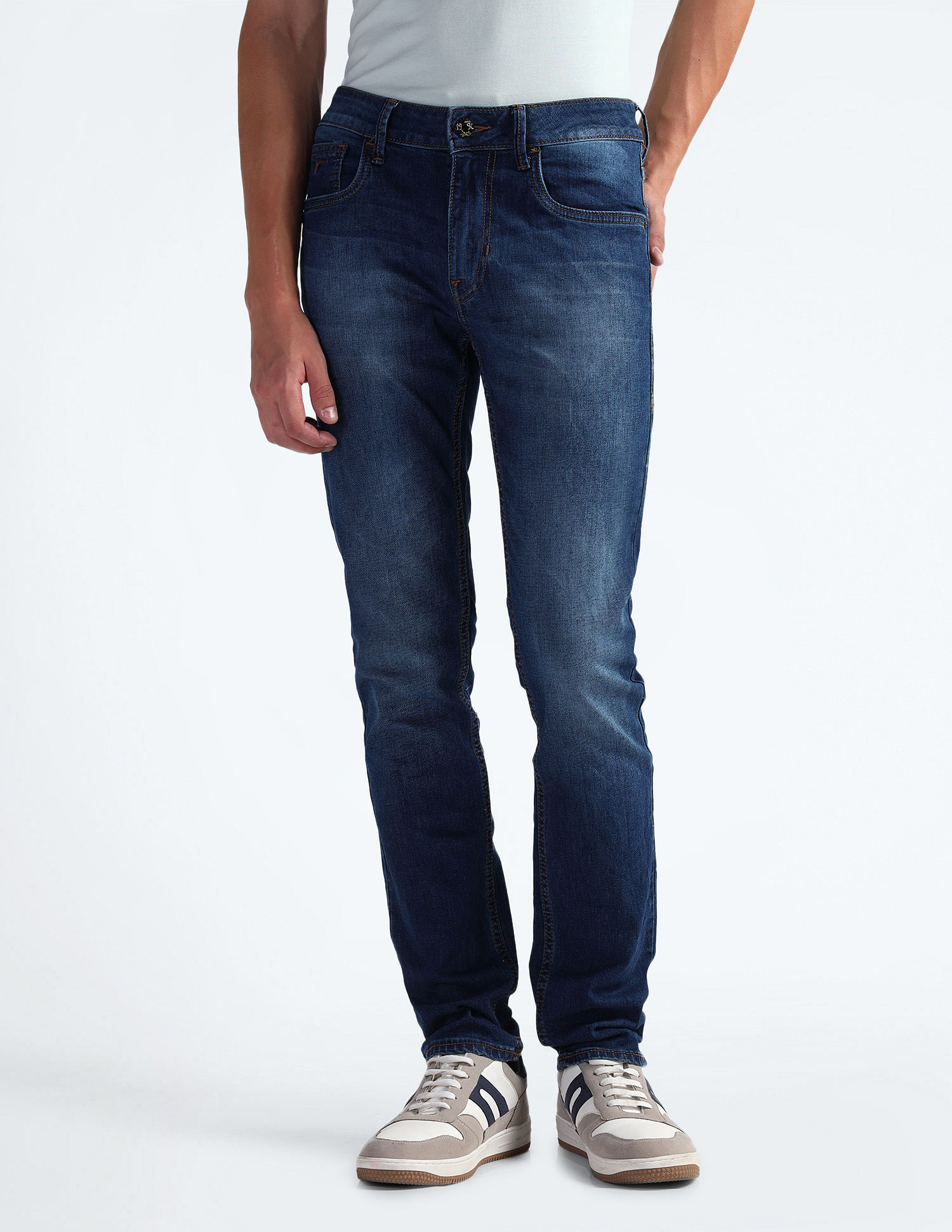 Flying Machine Mid Rise Slash Slim Tapered Fit Jeans