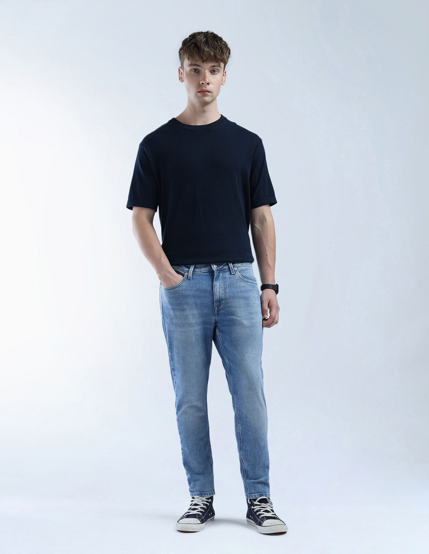 Flying Machine Whiskered Mankle Relaxed Tapered Fit Jeans