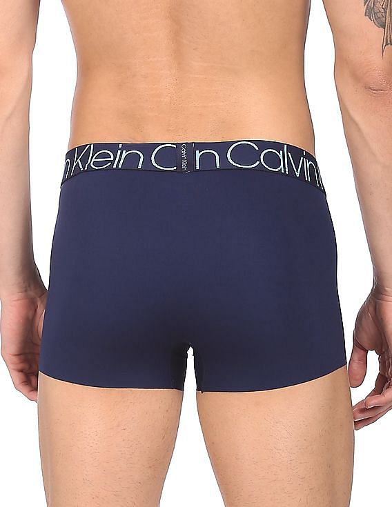 Buy Calvin Klein Underwear Men Navy Elasticized Waistband Solid Trunks 