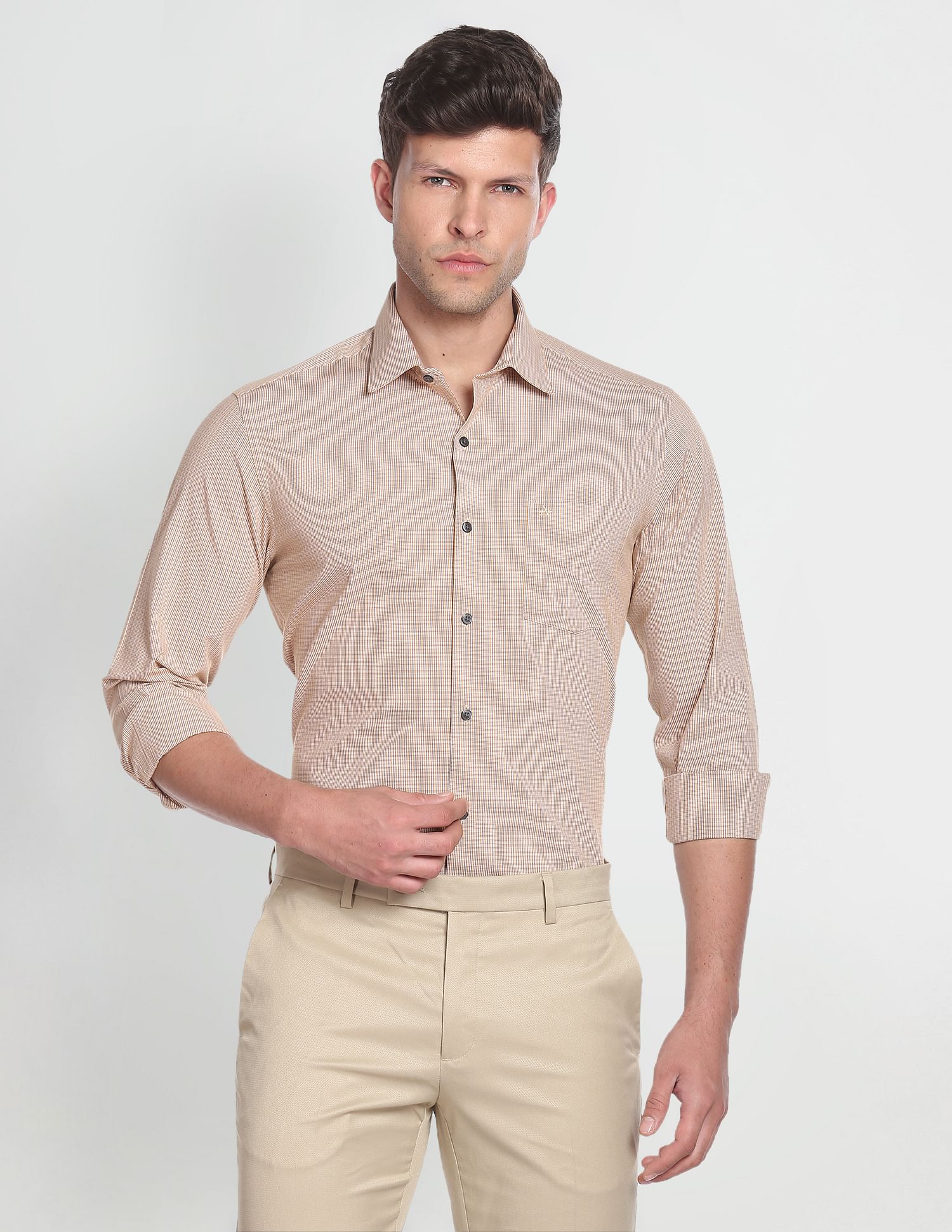 Arrow Manhattan Slim Fit Micro Check Shirt
