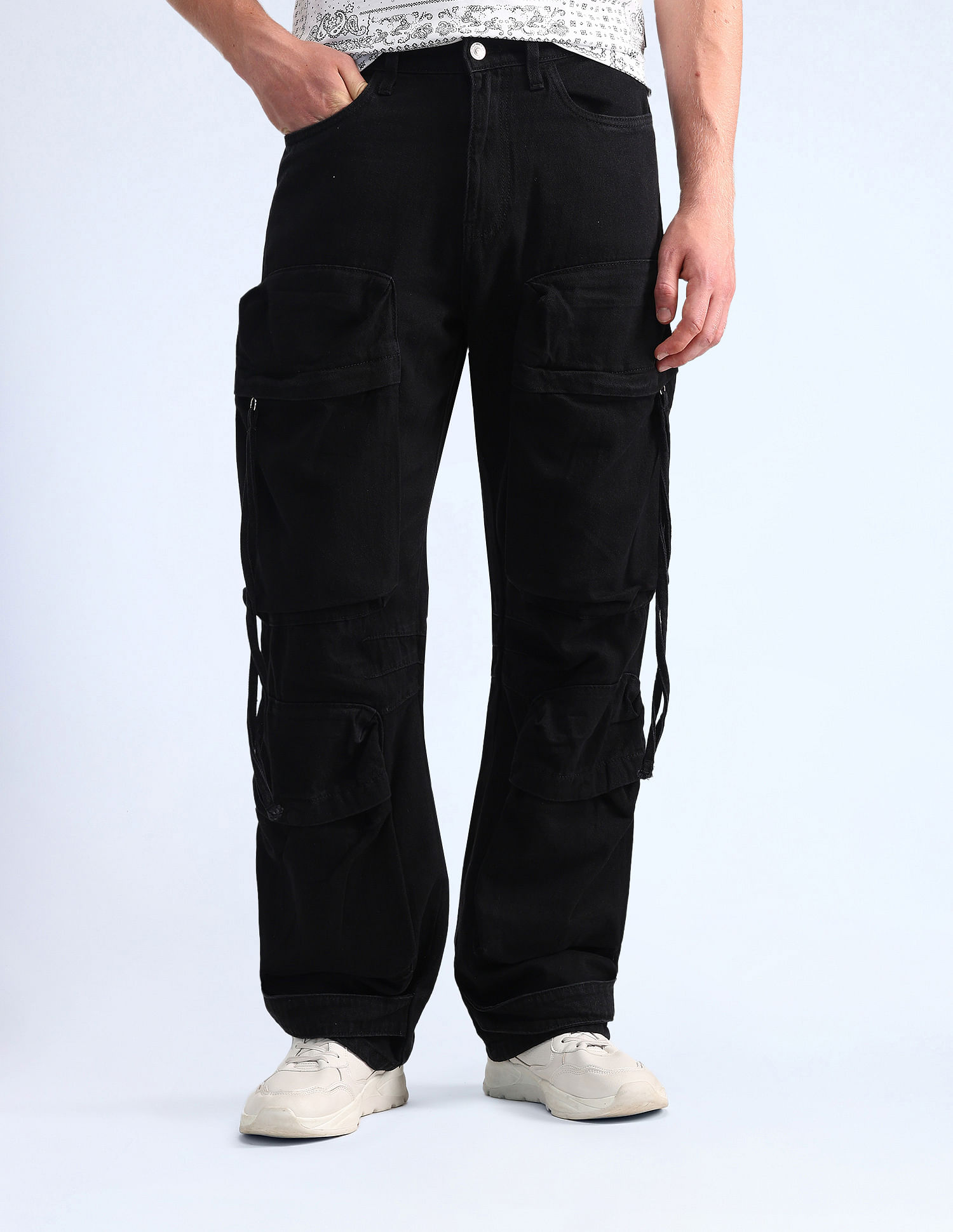 Flying Machine Cobain Loose Fit Black Jeans