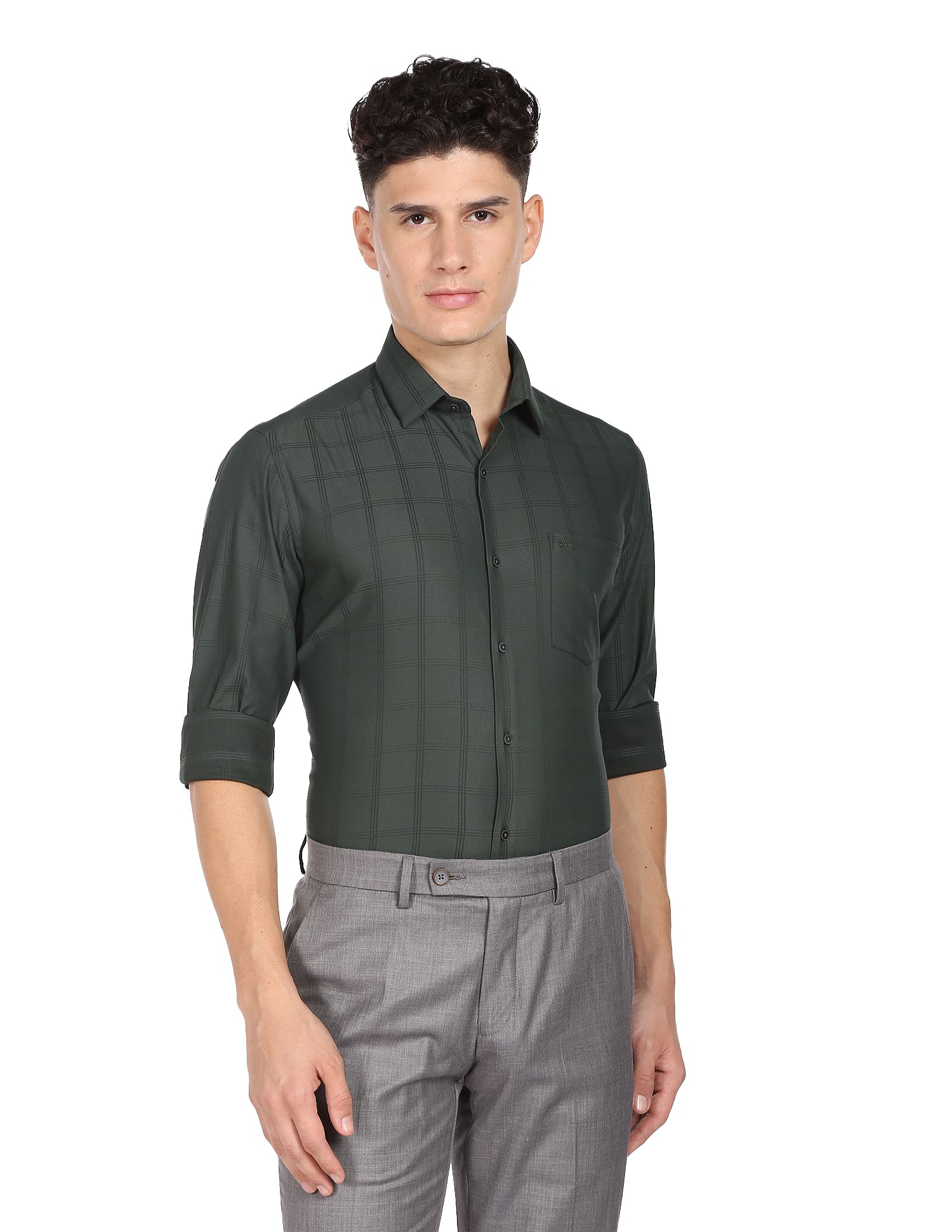 Arrow Cutaway Collar Windowpane Check Shirt