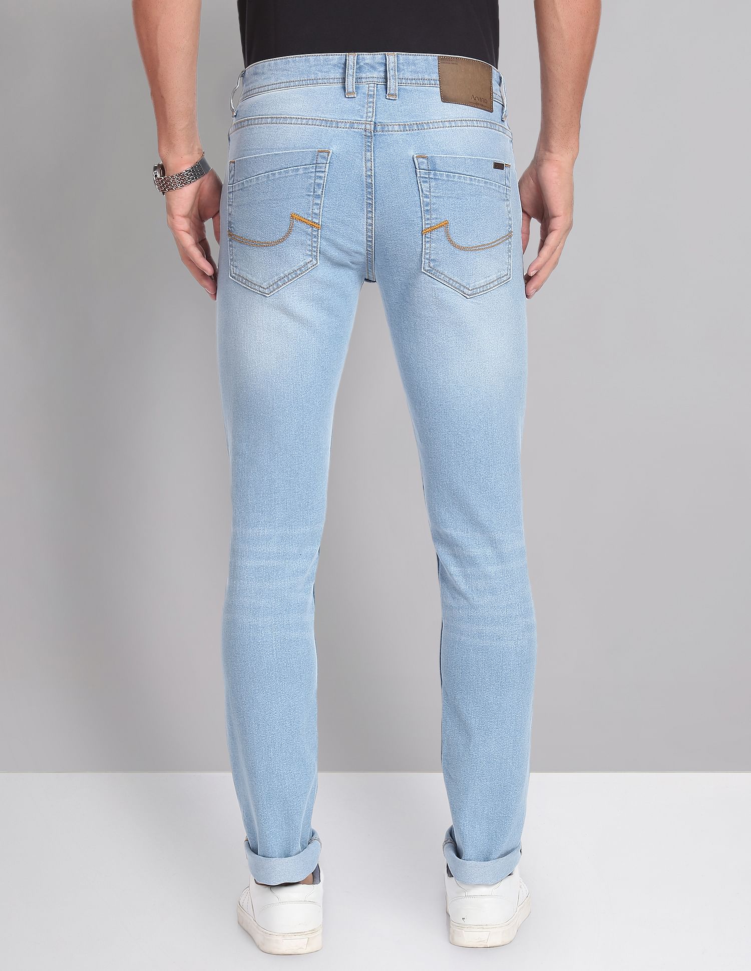 AD by Arvind Skinny Fit Distressed Jeans