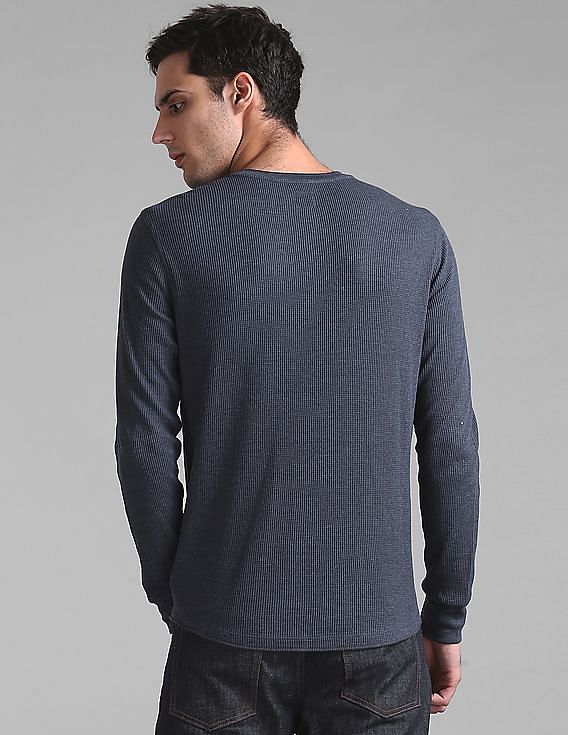 Buy GAP Men Blue Long Sleeve Thermal Henley NNNOW