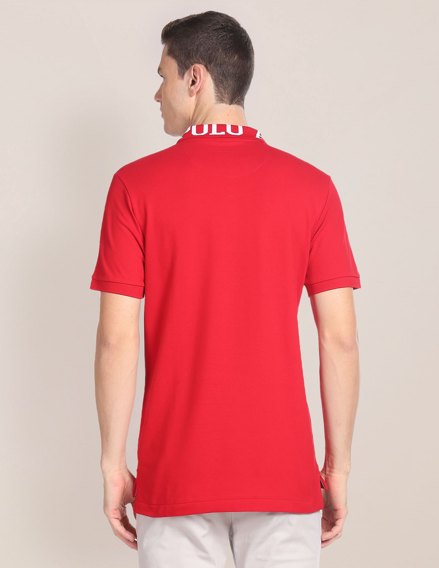 U.S. Polo Assn. Branded Collar Solid Polo Shirt