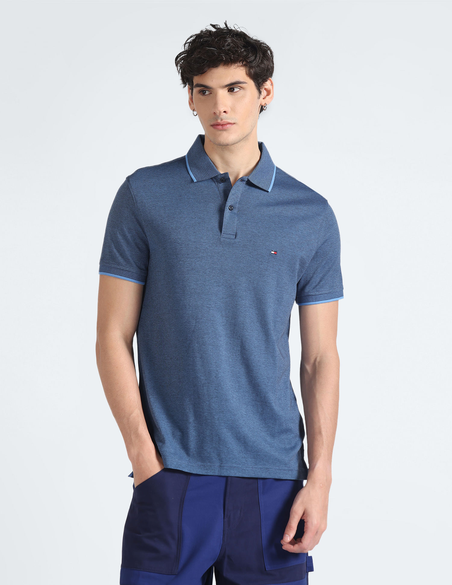 Tommy Hilfiger Two Tone Textured Polo Shirt