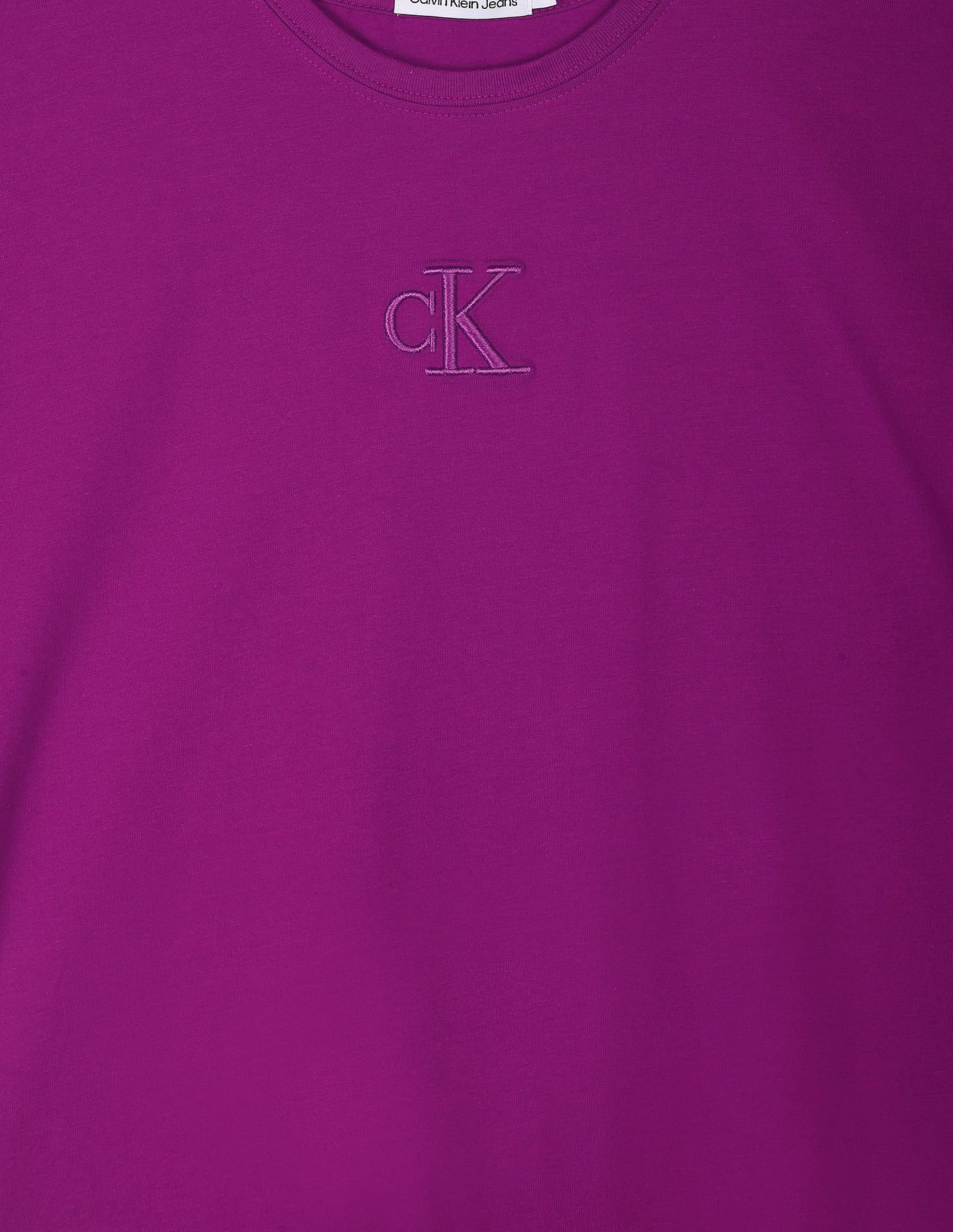 Buy Calvin Klein Jeans Elasticised Sleeve Embroidered Logo T-Shirt