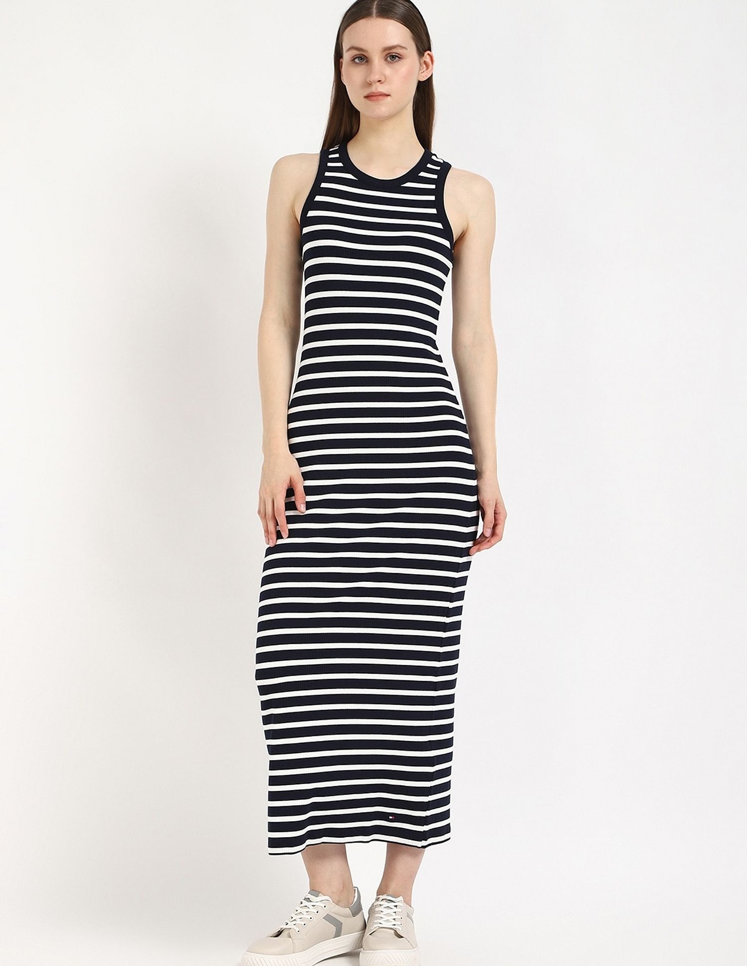 Tommy Hilfiger Cotton Crew Neck Midi Dress
