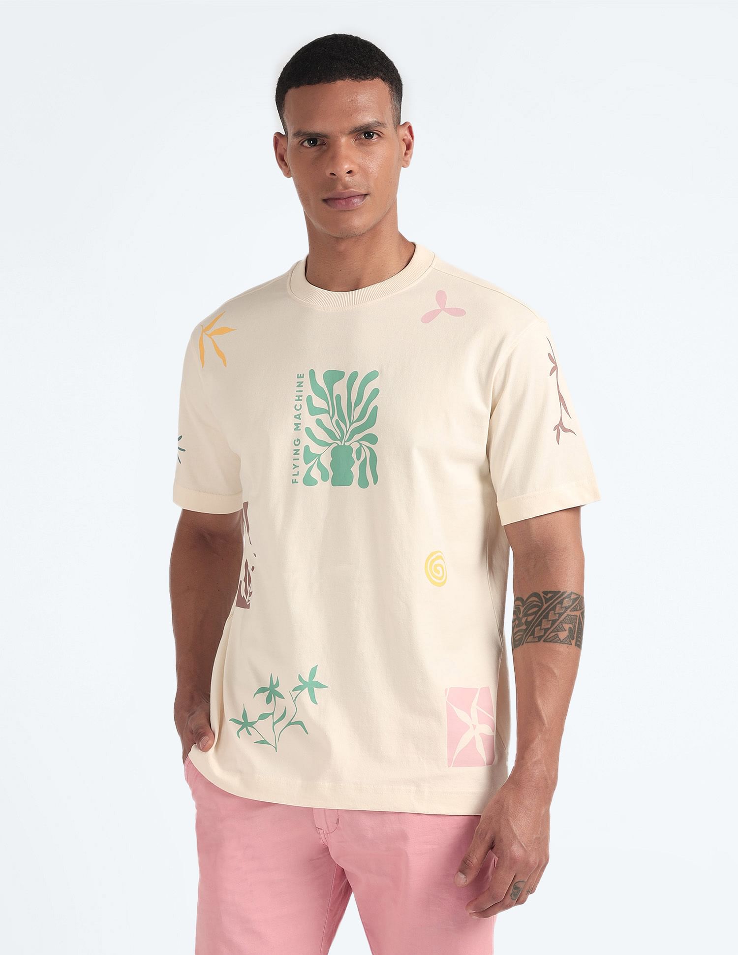 Flying Machine Abstract Print Oversized T-Shirt