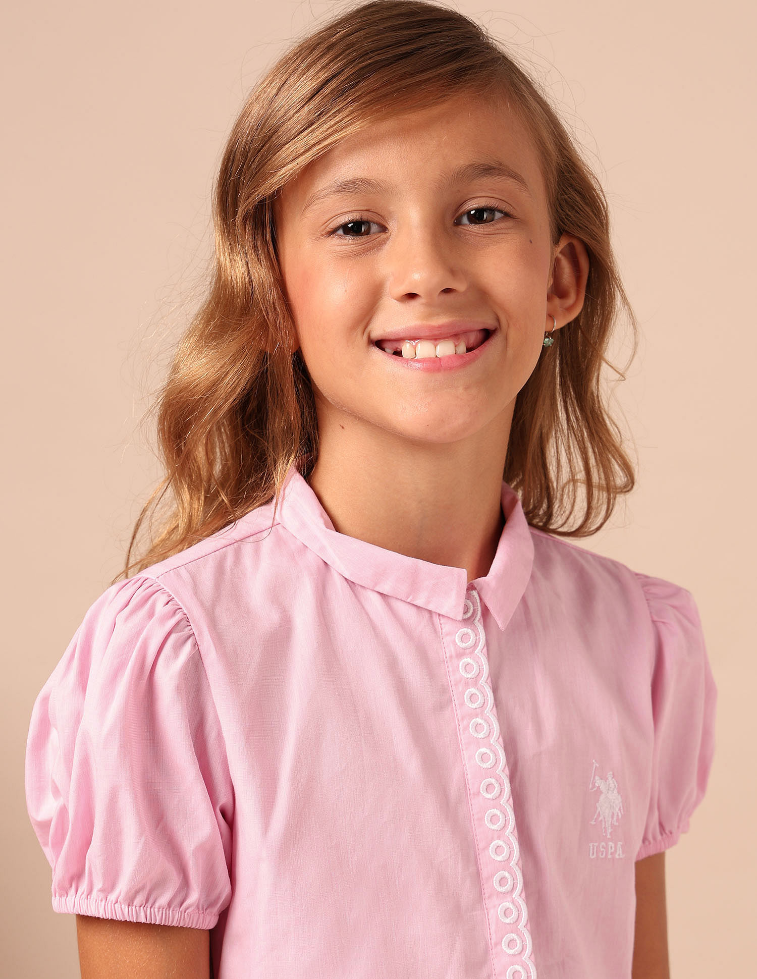U.S. Polo Assn. Kids Girls Embroidered Fit & Flare Dress