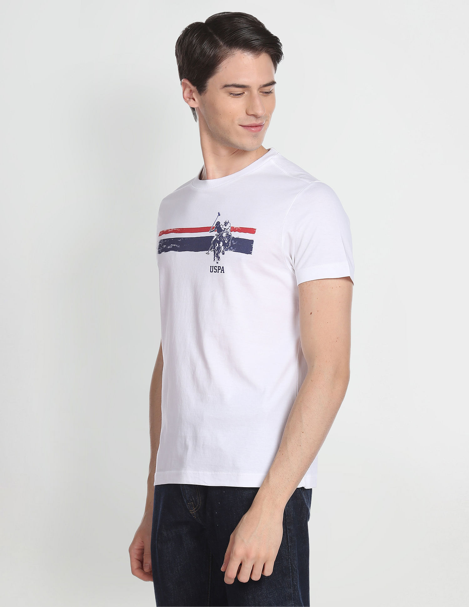 U.S. Polo Assn. Denim Co. Crew Neck Cotton Brand Print T-Shirt
