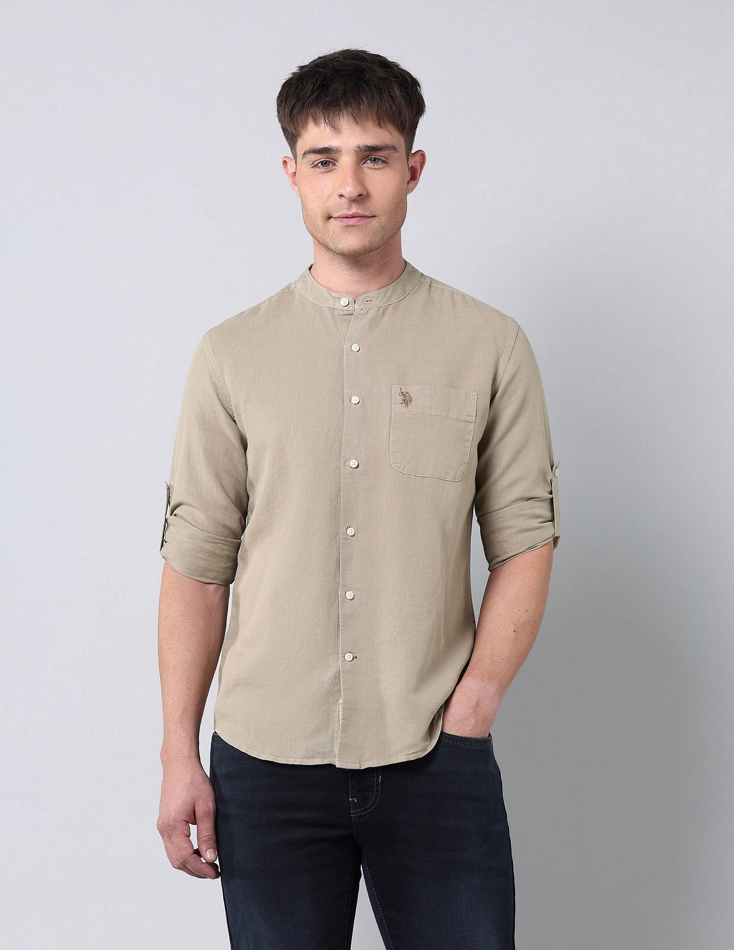U.S. Polo Assn. Denim Co. Solid Regular Fit Poplin Shirt