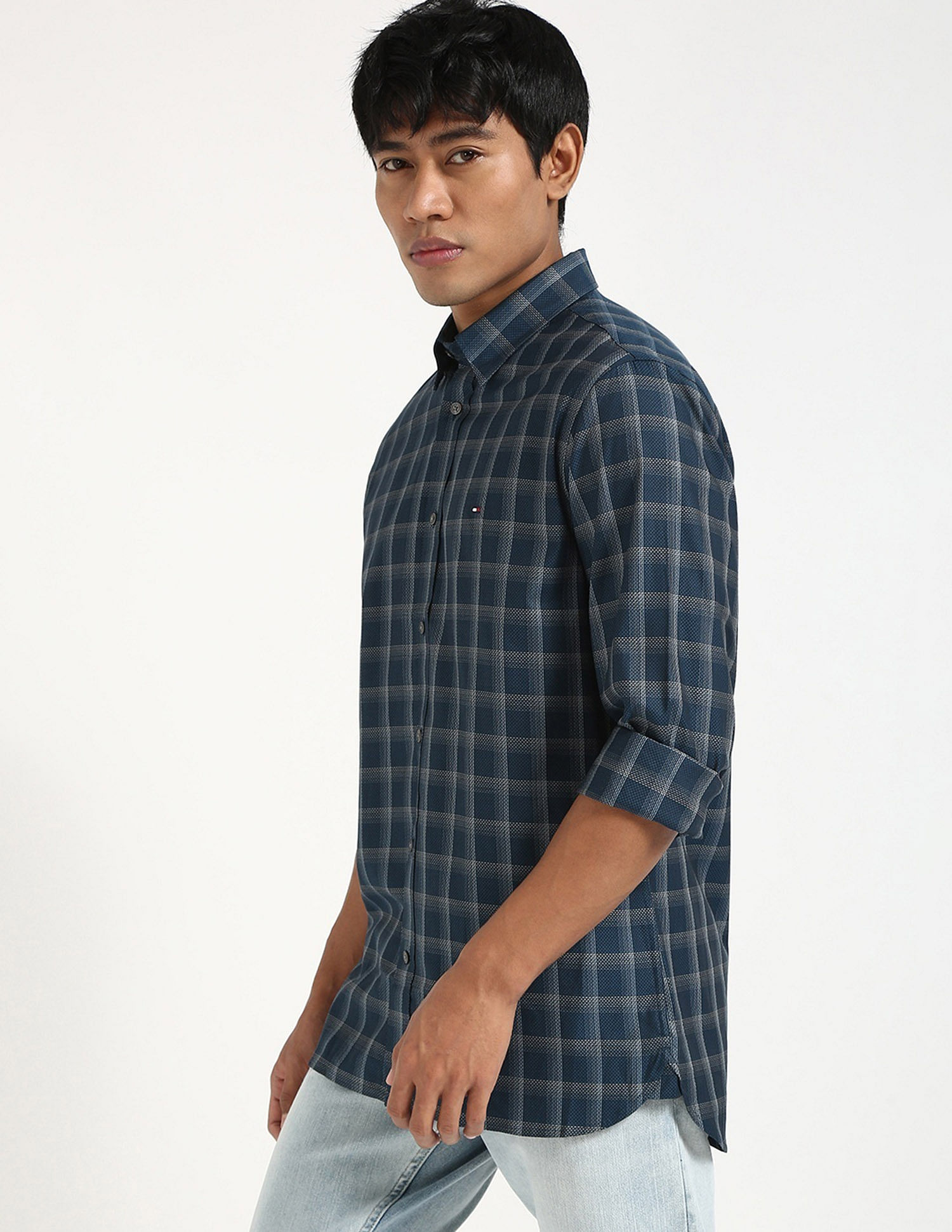 Tommy Hilfiger Checked Regular Fit Plain Woven Shirt
