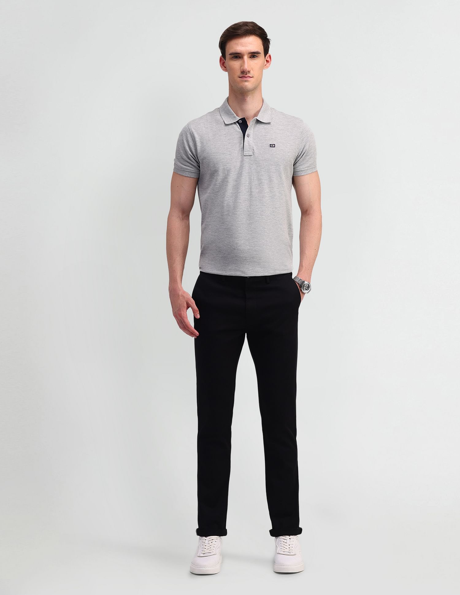 Arrow Sports Slim Fit Solid Trousers