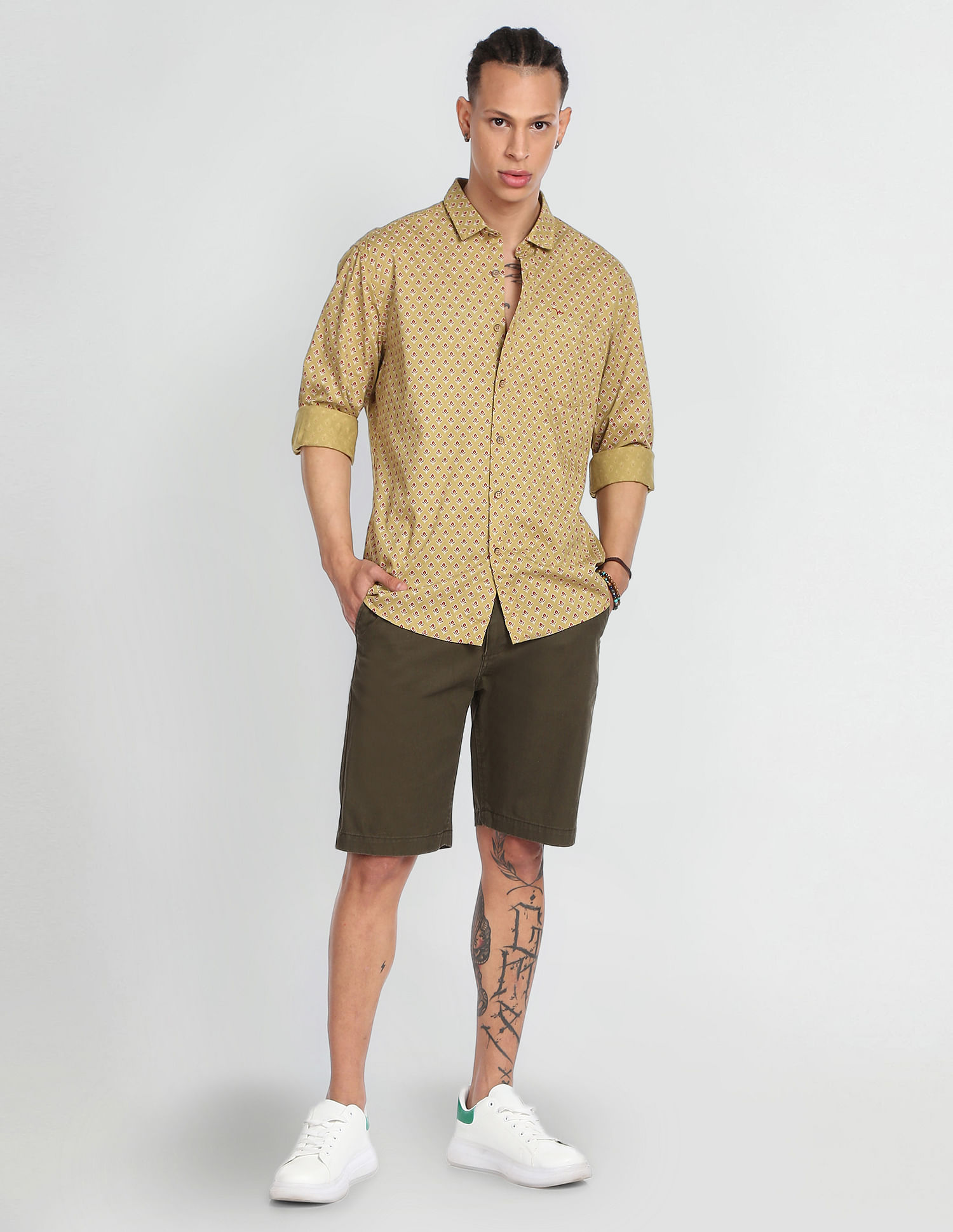 Flying Machine Floral Print Twill Shirt
