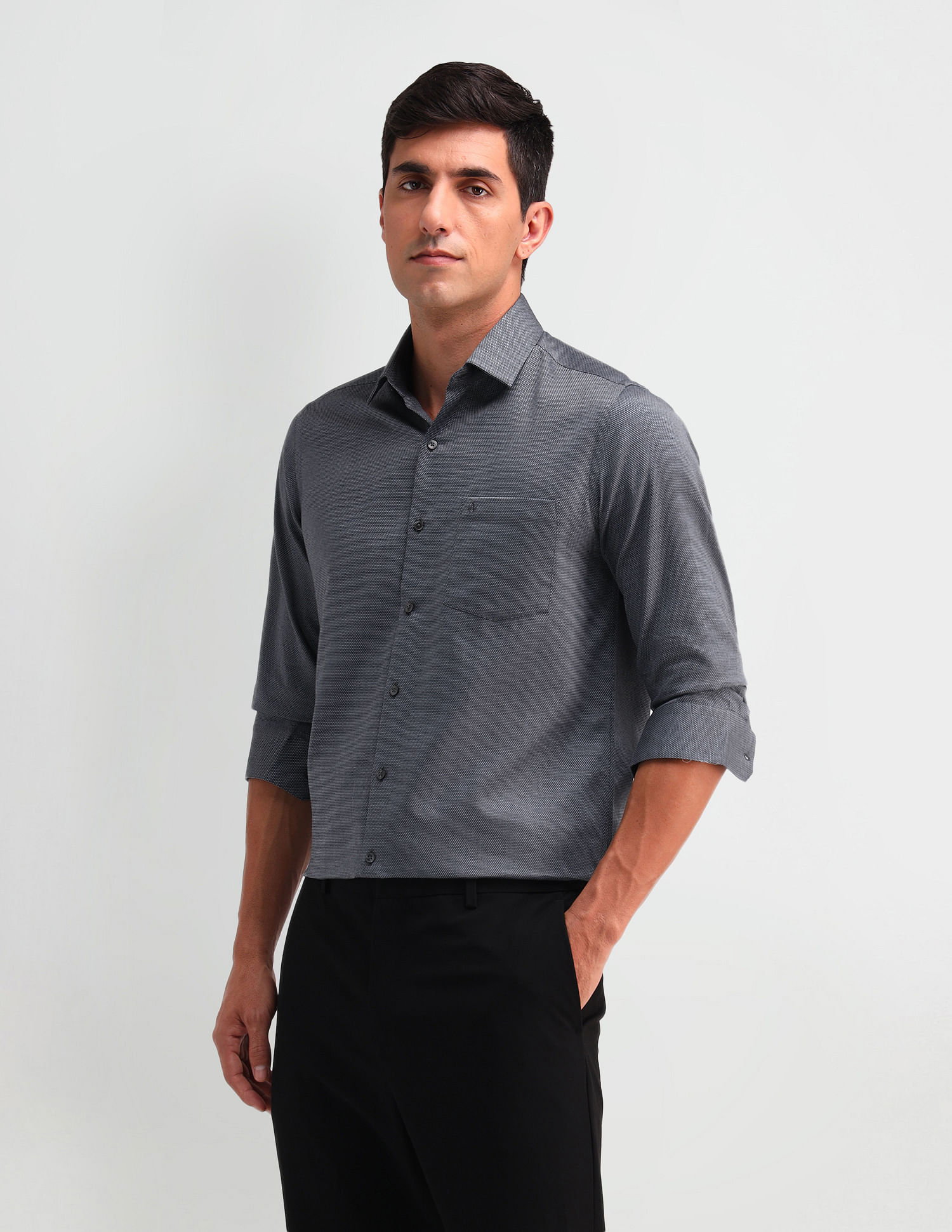 Arrow Slim Fit Dobby Printed Shirt