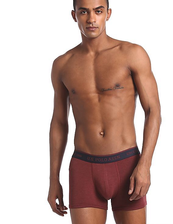 Buy USPA Innerwear Antibacterial Branded Waist Cotton I641 Trunks - Pack Of  2 - NNNOW.com