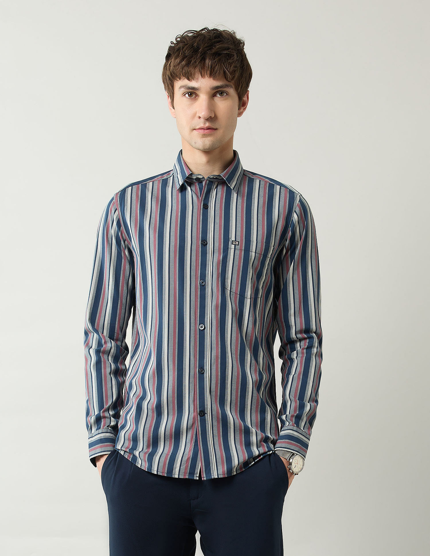 Arrow Sport Vertical Striped Slim Fit Shirt