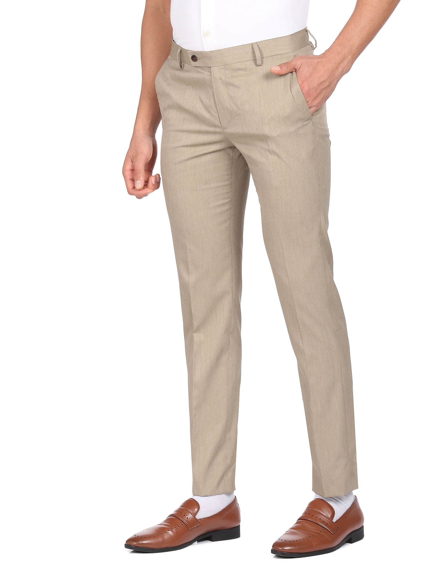 Buy Men Brown Slim Fit Solid Casual Trousers Online  733758  Allen Solly