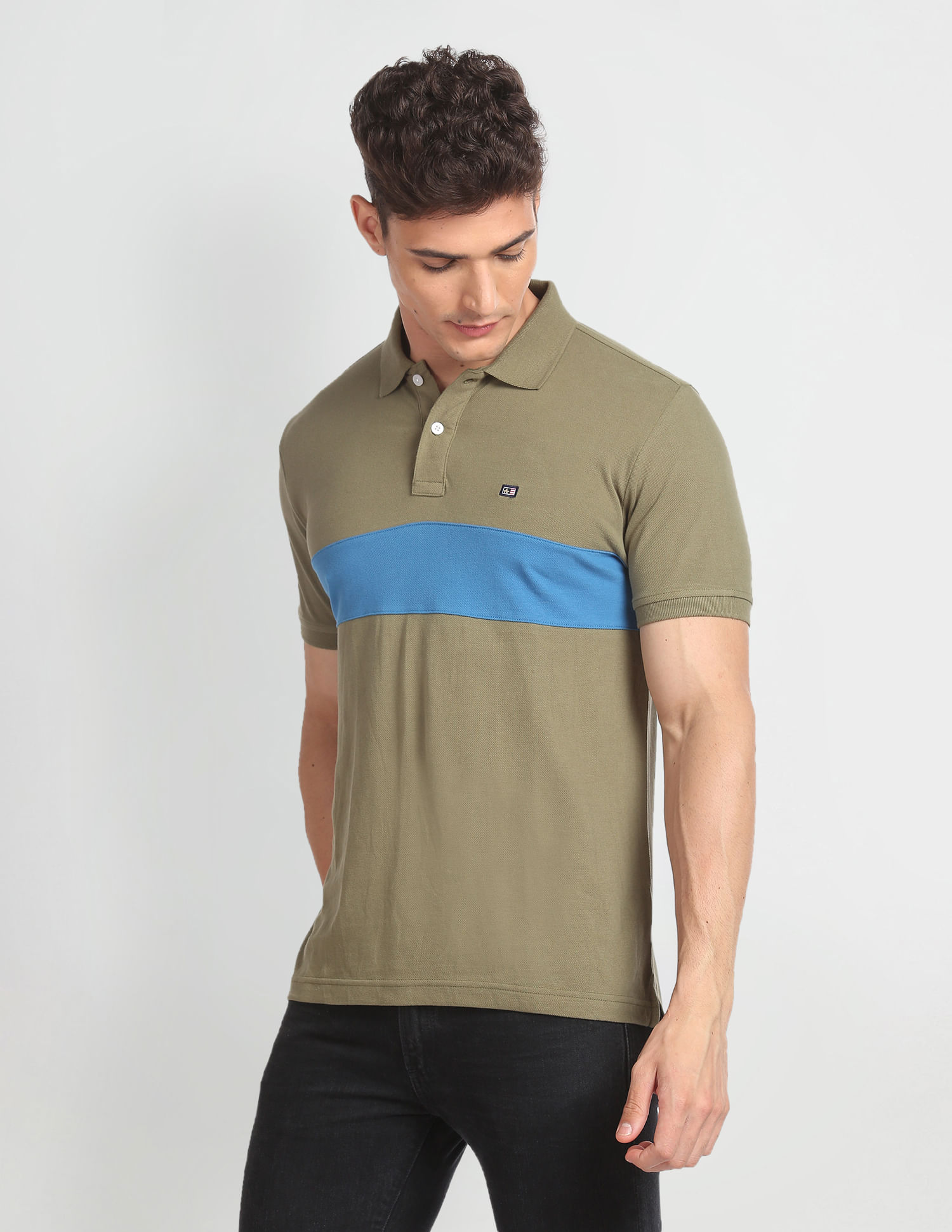 Arrow Sports Panelled Colour Block Polo Shirt