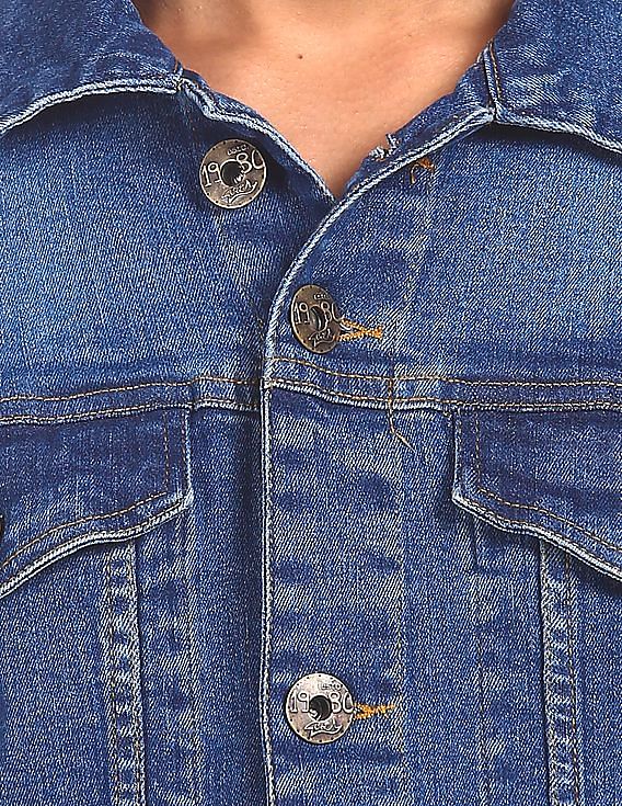 Flying Machine Spread Collar Denim Wash Jacket