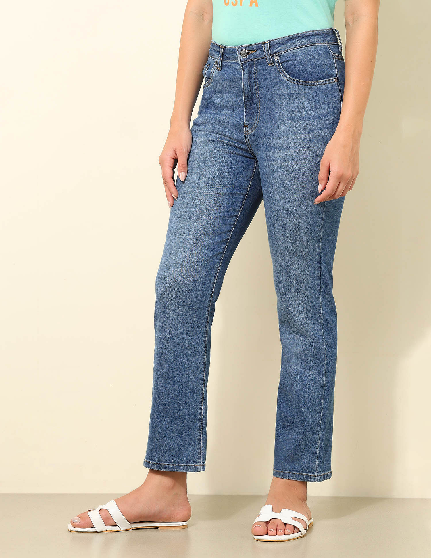 U.S. Polo Assn. Women High Rise Straight Fit Jeans