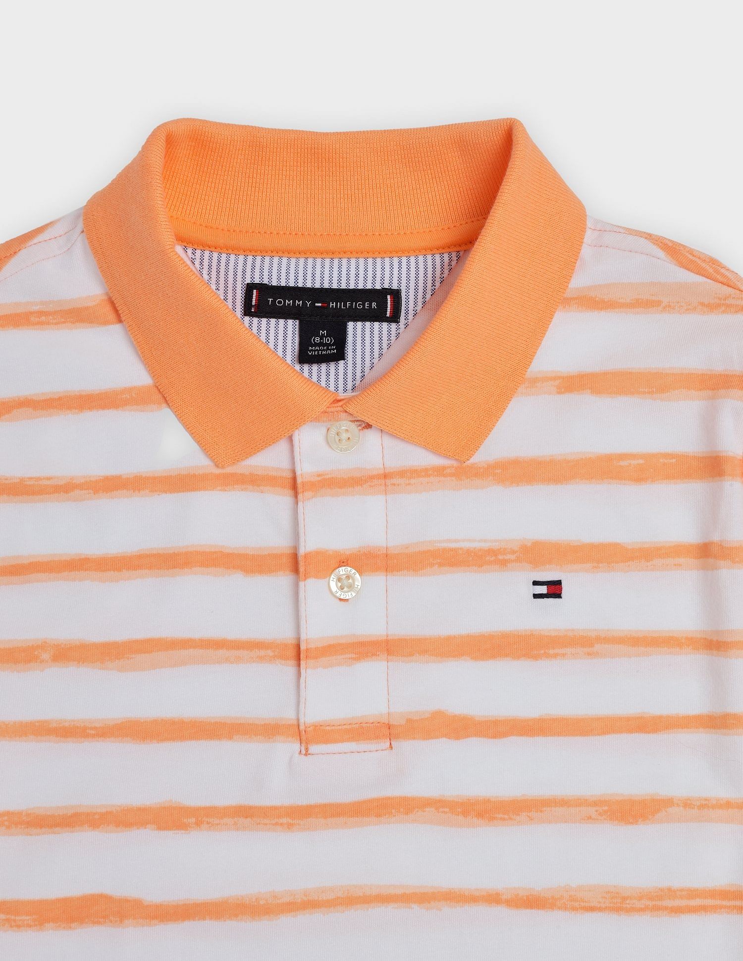 Tommy Hilfiger Kids Boys Striped Regular Fit Cotton Polo T-Shirt