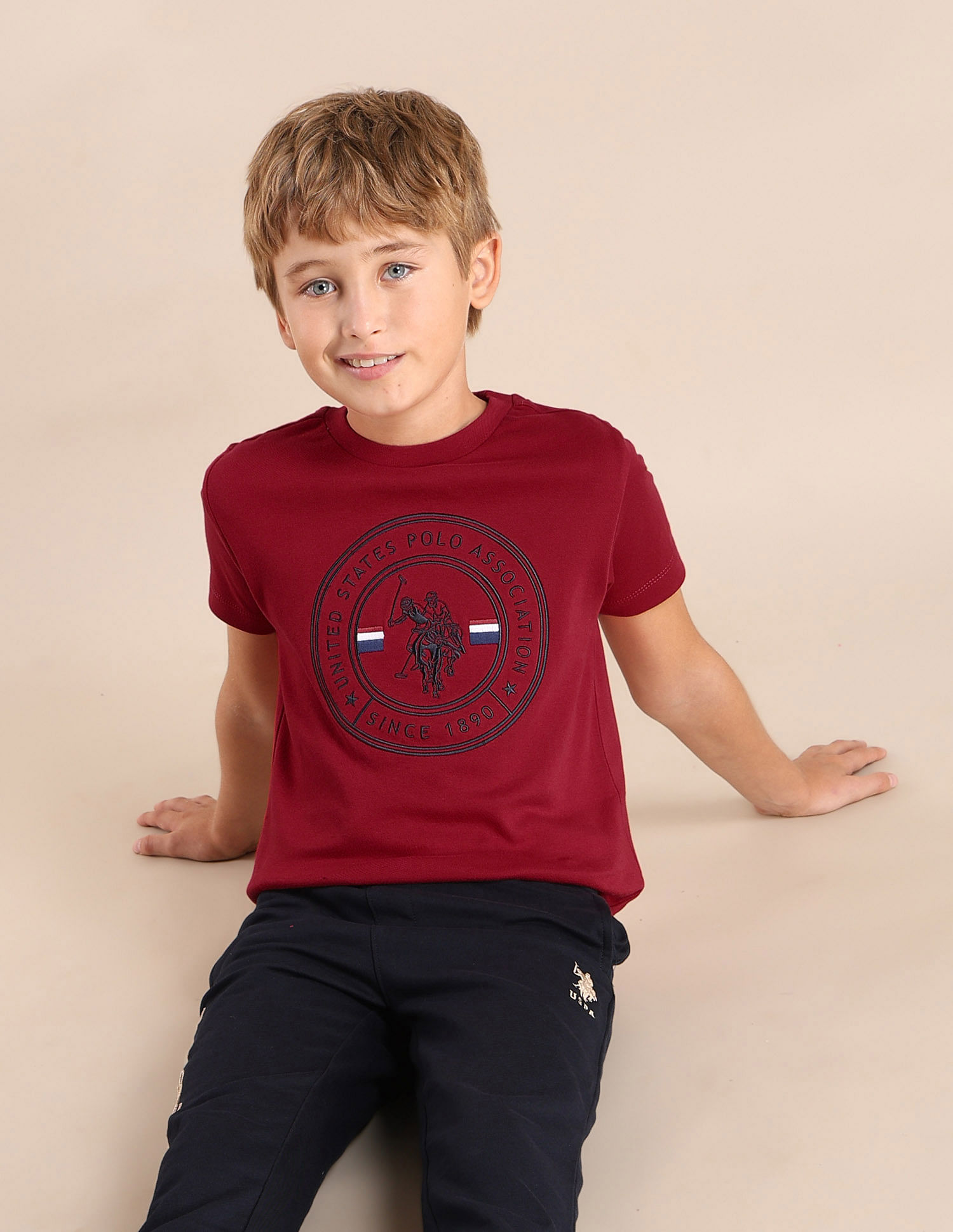 U.S. Polo Assn. Kids Boys Brand Printed Regular Fit T-Shirt