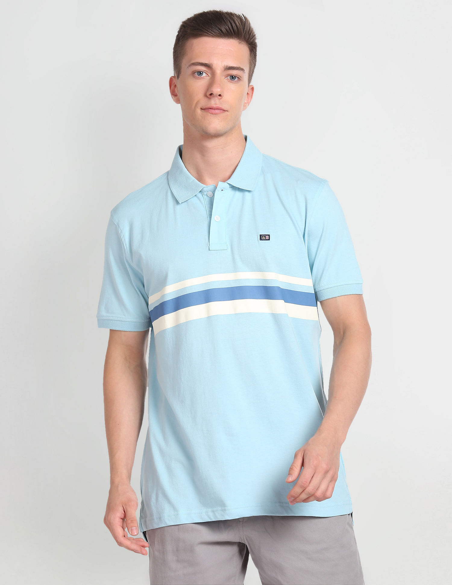 Arrow Sports Horizontal Stripe Cotton Polo Shirt