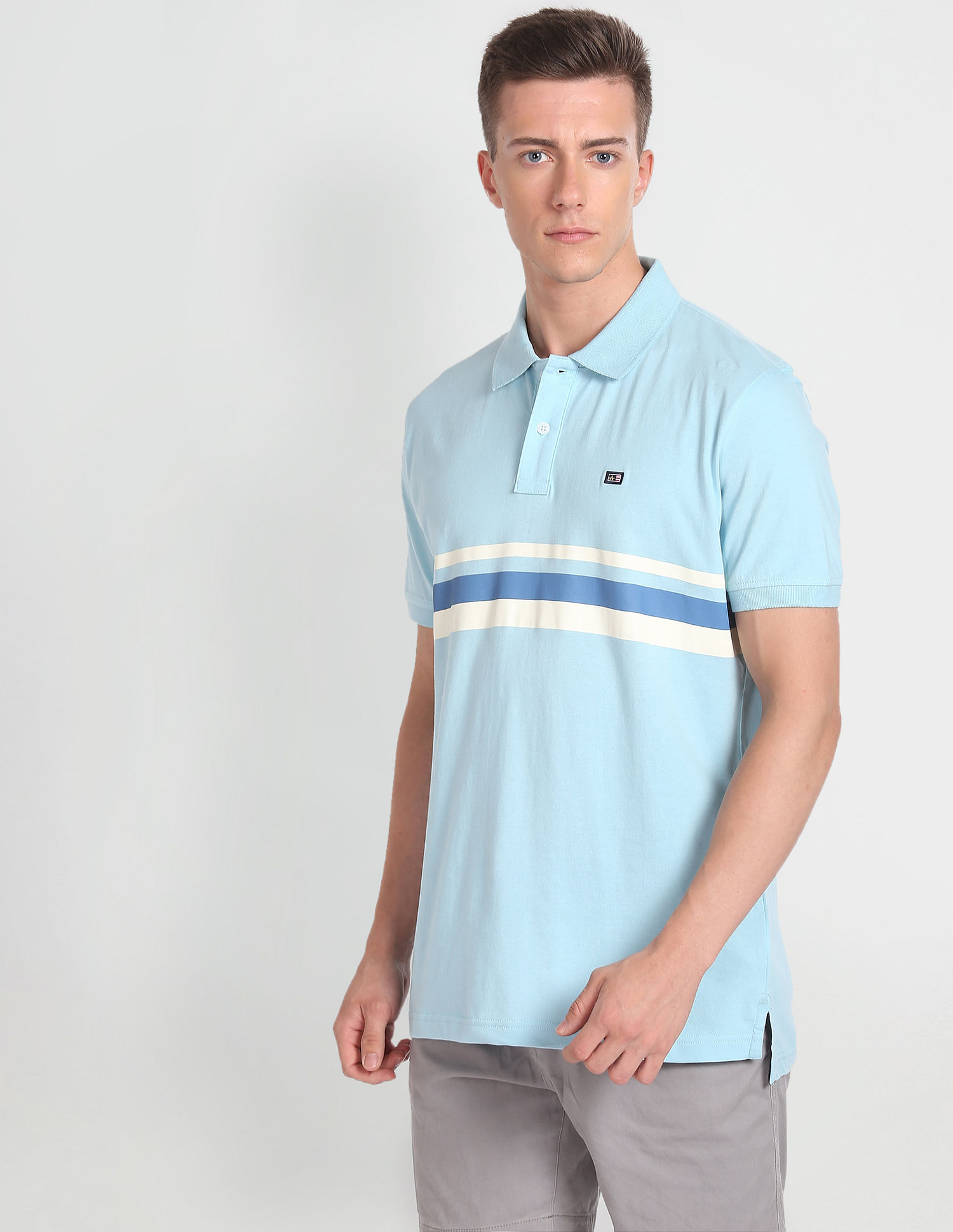 Arrow Sports Horizontal Stripe Cotton Polo Shirt