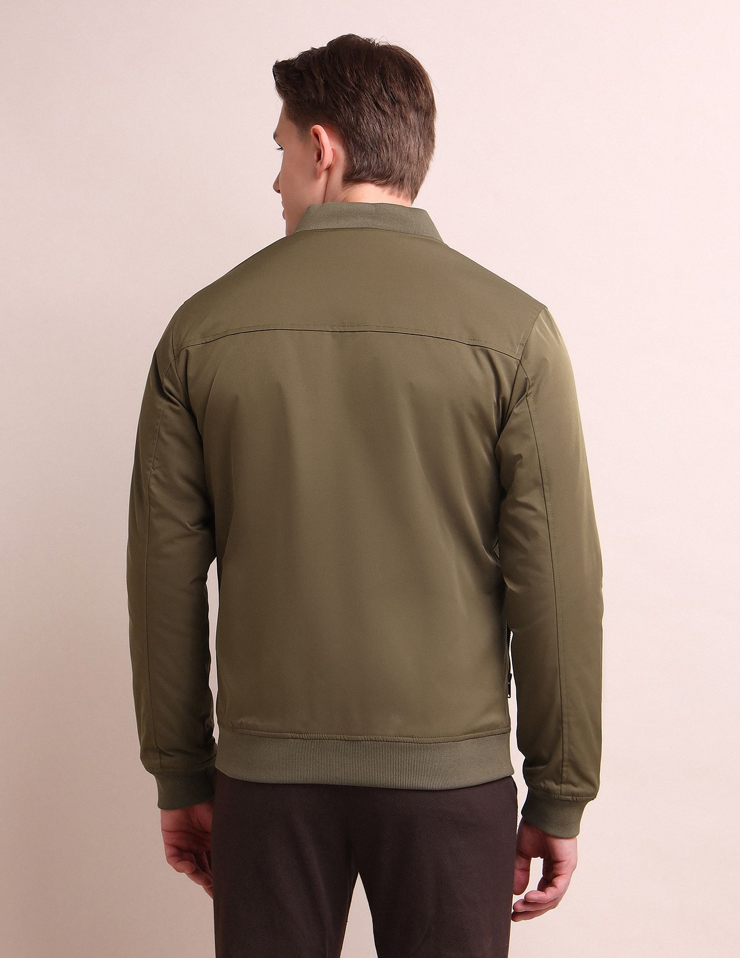 Arrow Newyork Stand Neck Solid Bomber Jacket