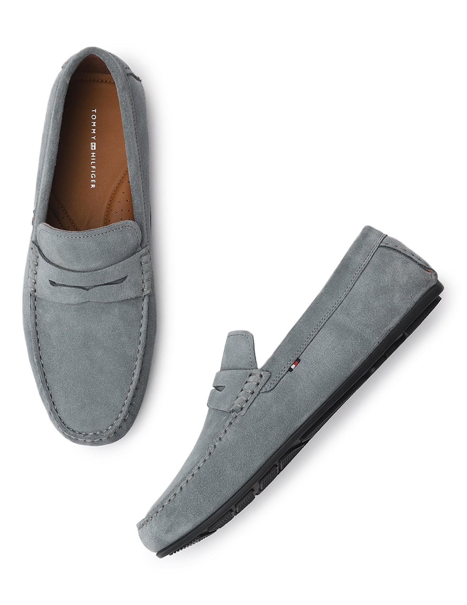 Tommy Hilfiger Men\'s US 12 Leather Slip-On Loafers Gray Blue Dress Shoes‎ Tommy Hilfiger Loafers products for sale | eBay main image 4