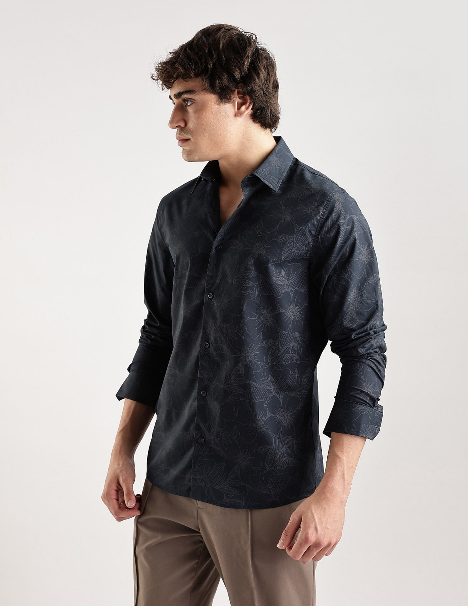 Calvin Klein Jeans Floral Slim Fit Poplin Woven Shirt