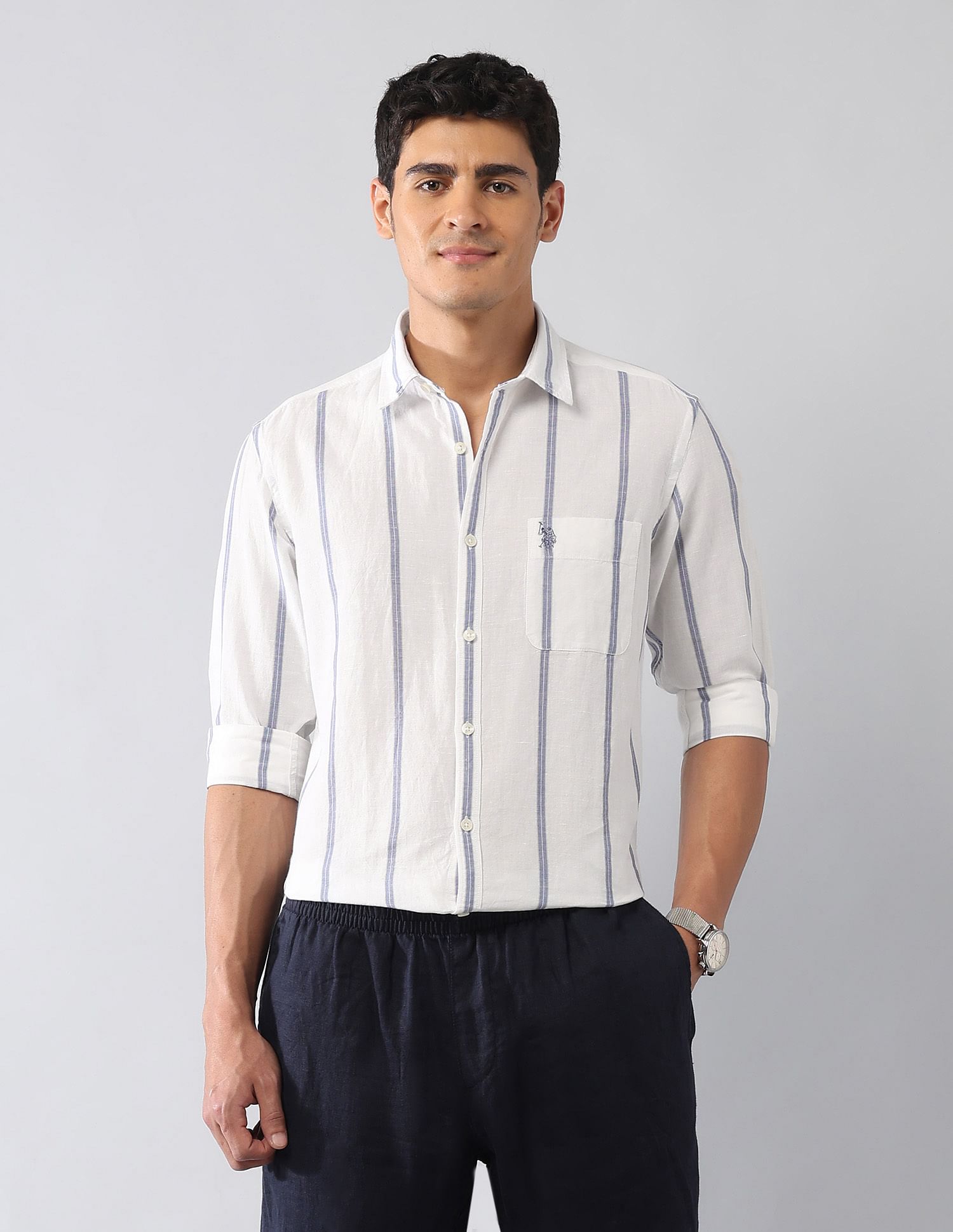 U.S. Polo Assn. Denim Co. Vertical Striped Poplin Regular Fit Shirt
